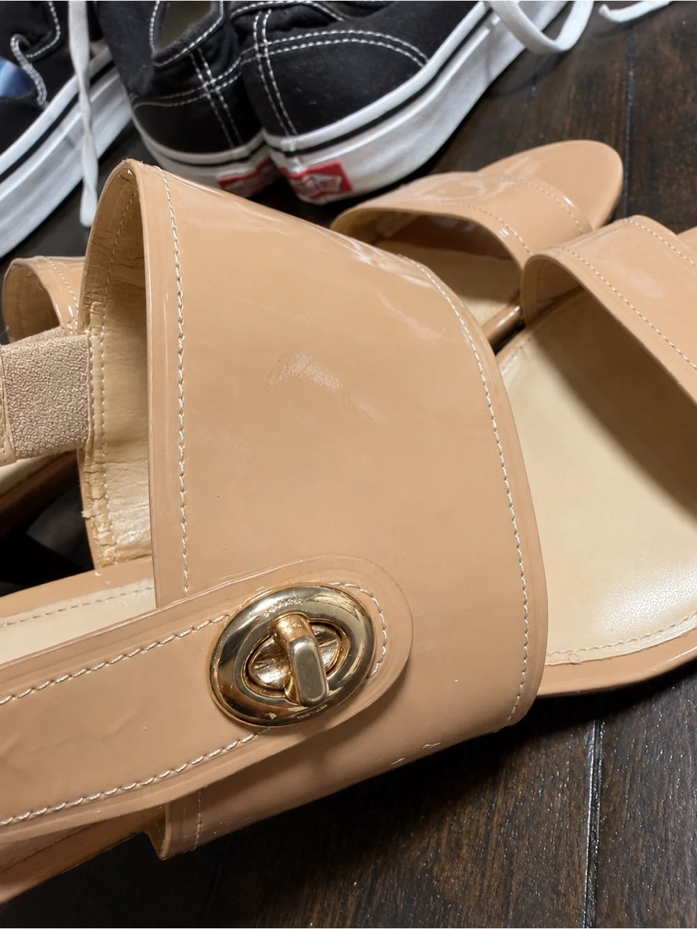 Coach Nude Patent Leather Slingback Heeled Sandals Size 7.5B